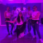 Estúdio de dança decorado para festa de aniversário com balões e luzes, no Stellae Studio na Damaia.